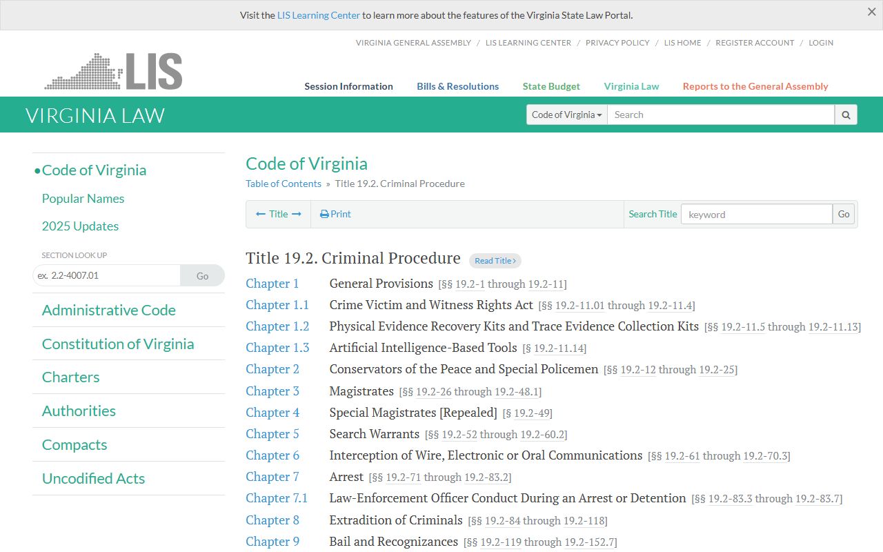Virginia Code Title 19.2 protective orders family court records